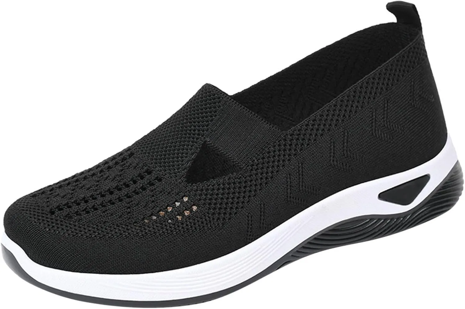 Women Casual Slip On Sneakers Breathable Knit Walking Shoes Lightweight Loafers Non Slip Comfortable Flats