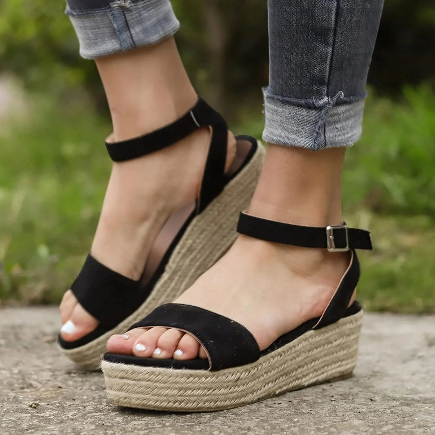 Women Wedge Sandals Slip on Wedge Sandal Comfortable Wedge Shoes Sandles Women's Ankle Strap Low Wedge Sandals