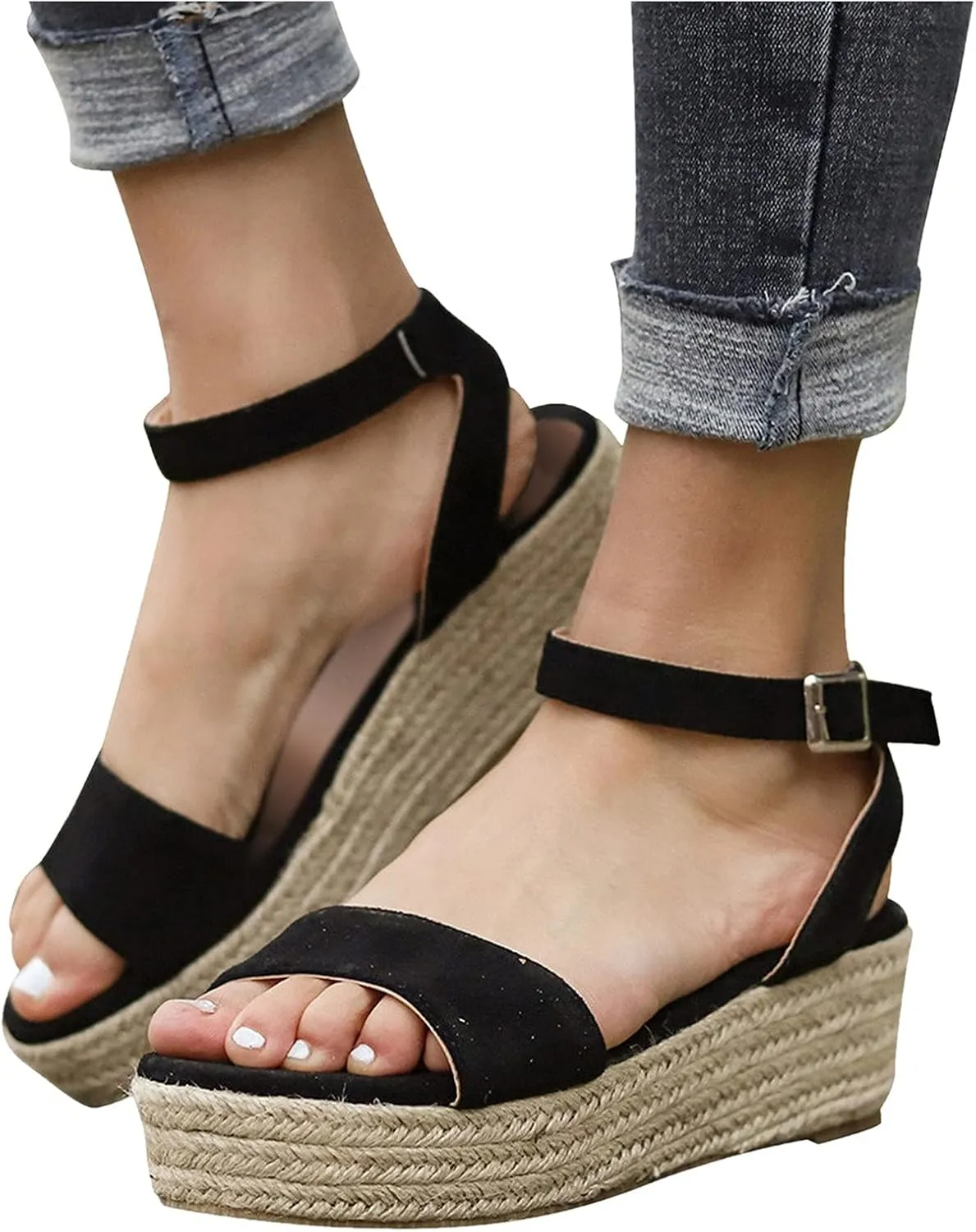 Women Wedge Sandals Slip on Wedge Sandal Comfortable Wedge Shoes Sandles Women's Ankle Strap Low Wedge Sandals