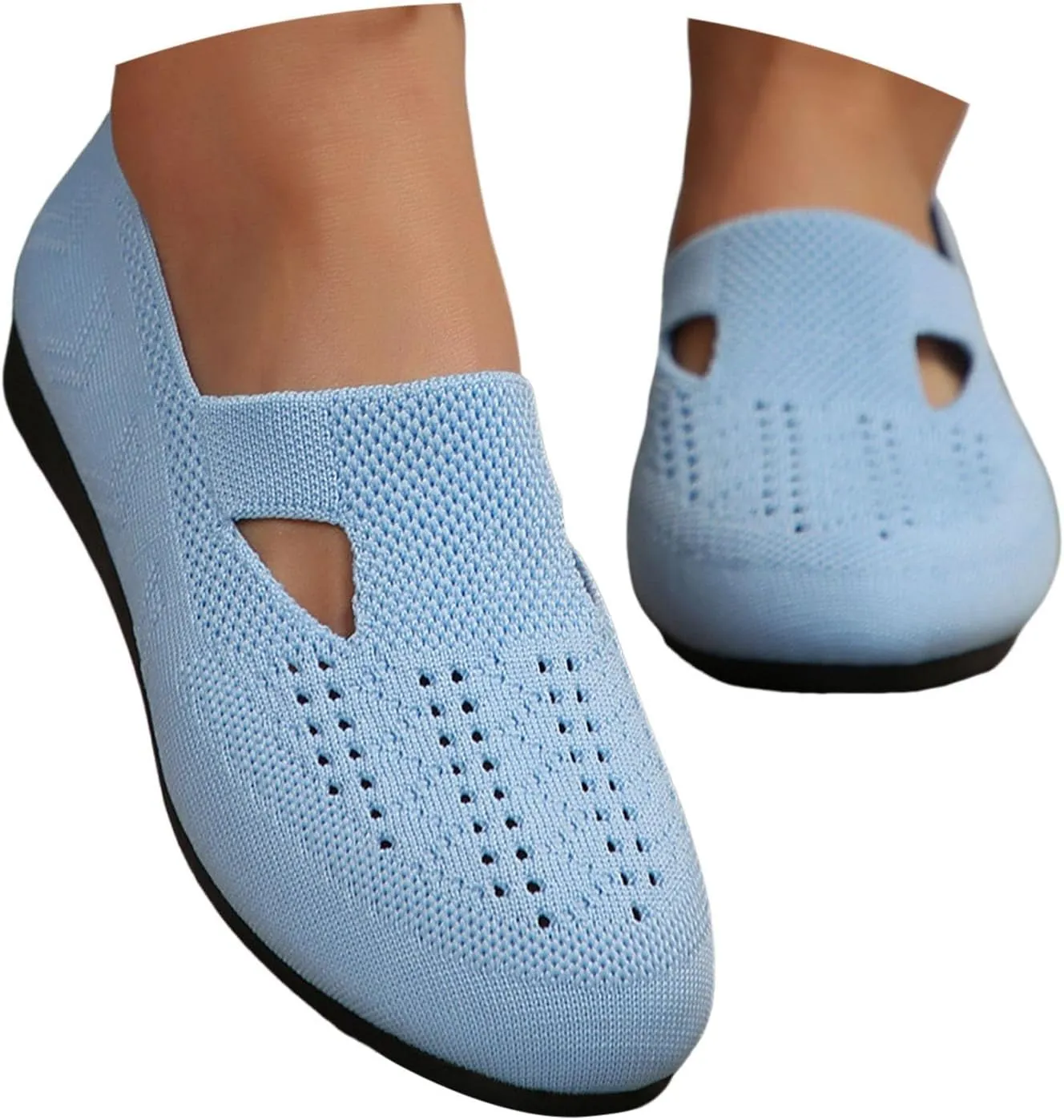 Womens Breathable Knit Walking Shoes with Arch Support Orthopedic Sneakers, Casual Flat Shoes for Daily, Work, Travel
