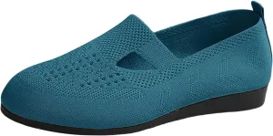 Womens Breathable Knit Walking Shoes with Arch Support Orthopedic Sneakers, Casual Flat Shoes for Daily, Work, Travel