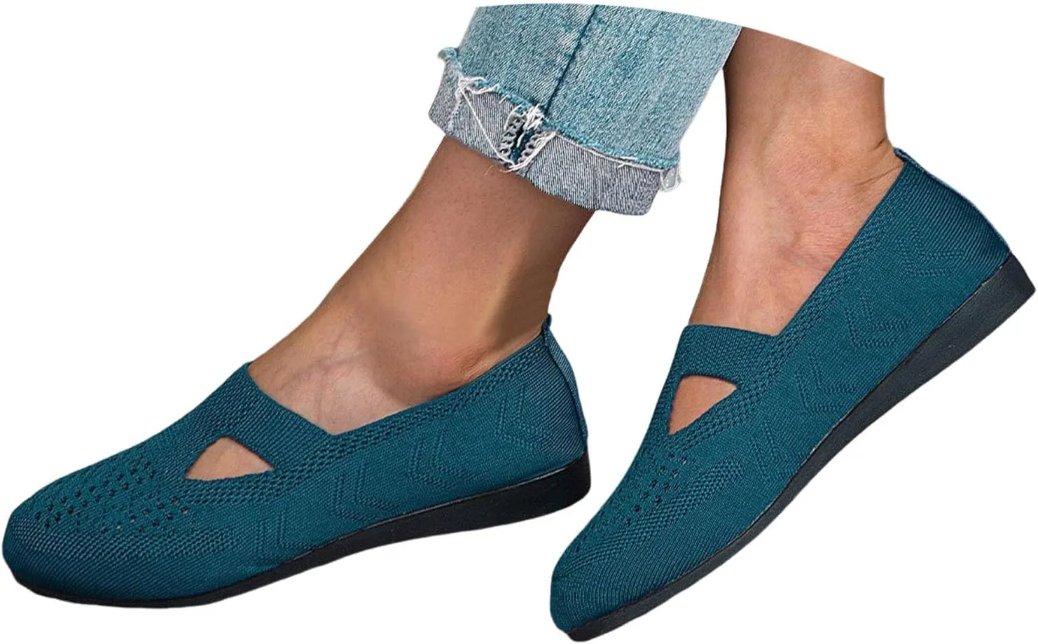 Womens Breathable Knit Walking Shoes with Arch Support Orthopedic Sneakers, Casual Flat Shoes for Daily, Work, Travel