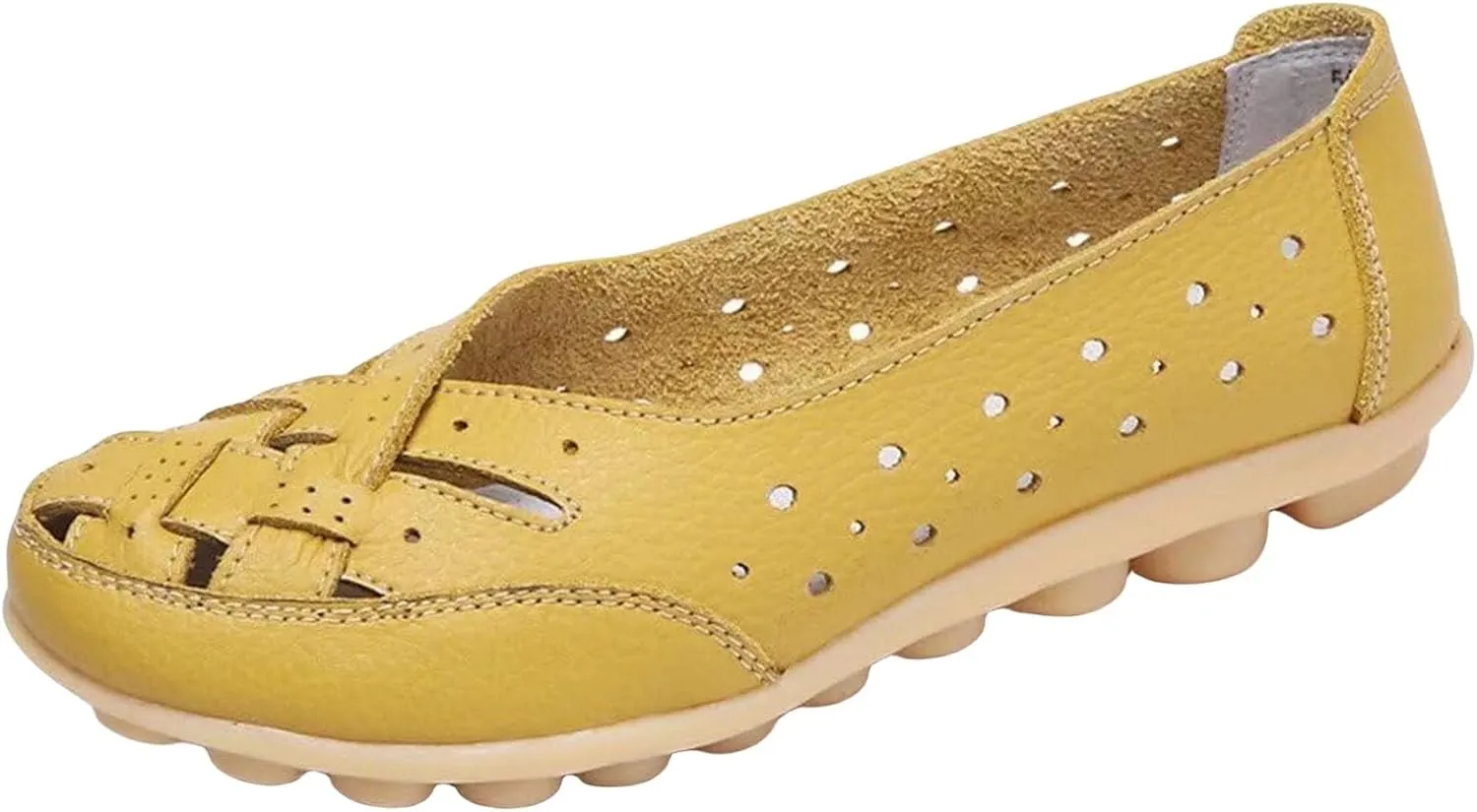 Women's Driving Loafers in Breathable Non Slip Flat Sandals Fashion Cutout Elegant Cute Walking Shoes Ladies Round Toe Dressy Casual Lightweight Outdoor Shoes