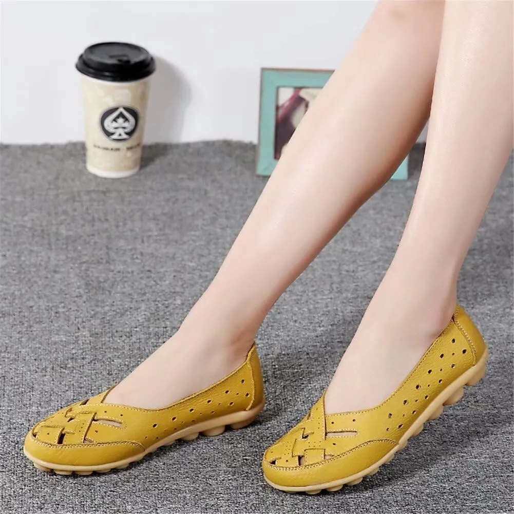 Women's Driving Loafers in Breathable Non Slip Flat Sandals Fashion Cutout Elegant Cute Walking Shoes Ladies Round Toe Dressy Casual Lightweight Outdoor Shoes