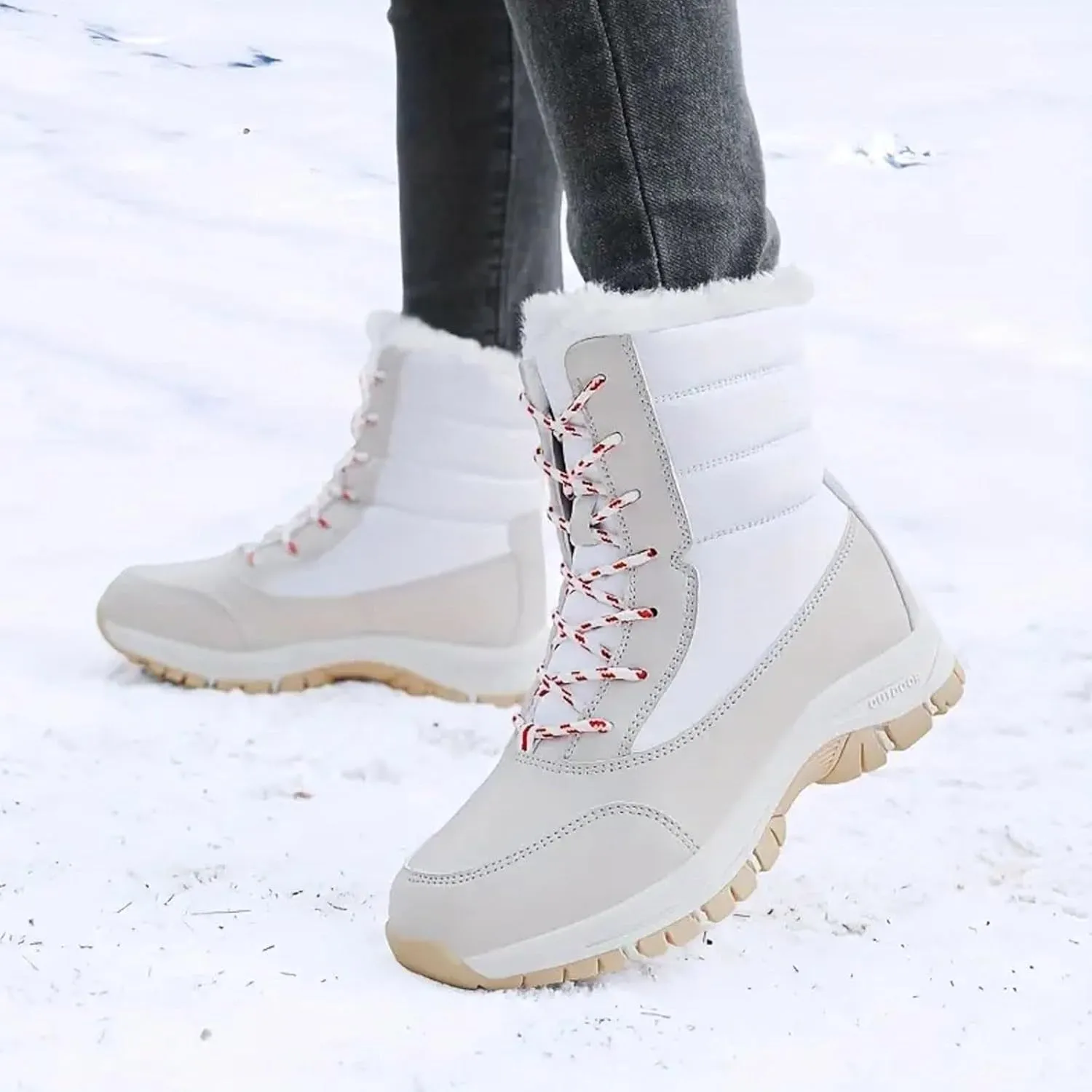 Women's Large Size Mid Calf Comfortable and Warm Ski Boots Womens Fashion Boots Mid Calf Barefoot Winter Women