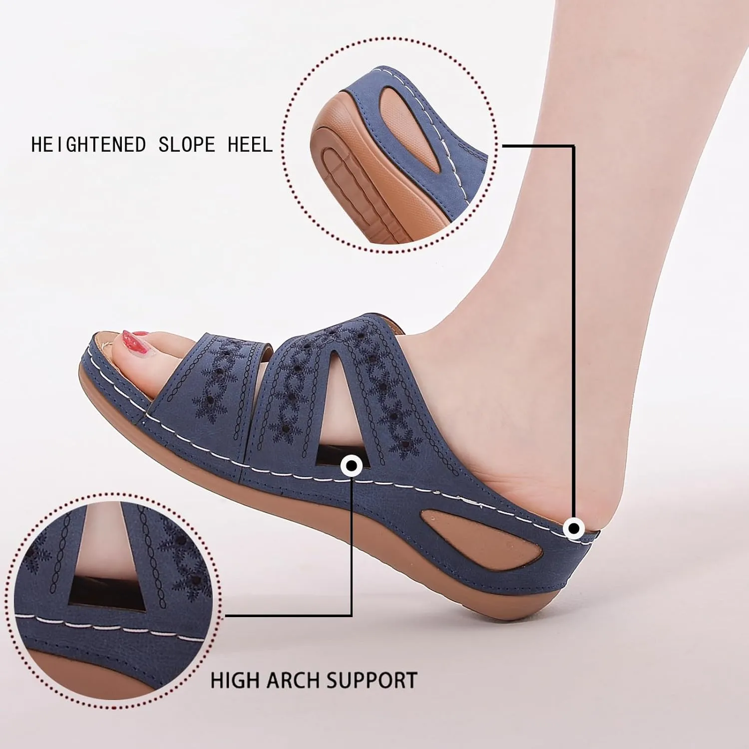 Women's Orthopedic Arch Support Wedge Sandals Summer Dressy 2025 Flat Open Toe Casual Flip Flops Platform Sandal Beach Sandals Dress Shoes Slip on Open Toe Sandal 2025