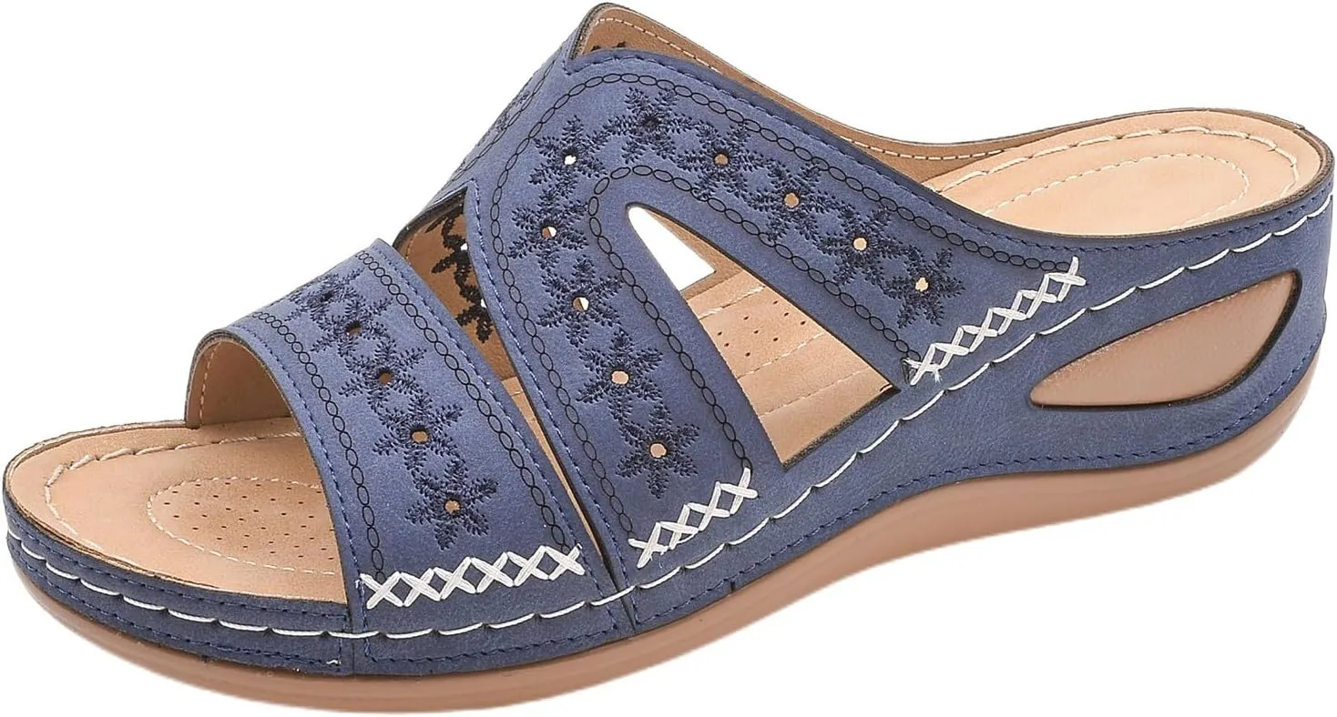 Women's Orthopedic Arch Support Wedge Sandals Summer Dressy 2025 Flat Open Toe Casual Flip Flops Platform Sandal Beach Sandals Dress Shoes Slip on Open Toe Sandal 2025
