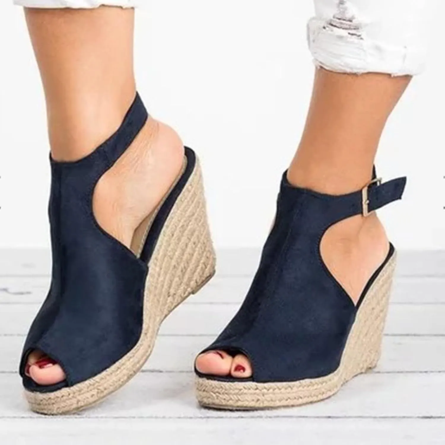 Women's Platform Sandals Peep Toe Ankle Strap High Heel Sandals Booties Concise Casual Summer Vacation Shoes Dressy Beach Wedding Wedges Sandal