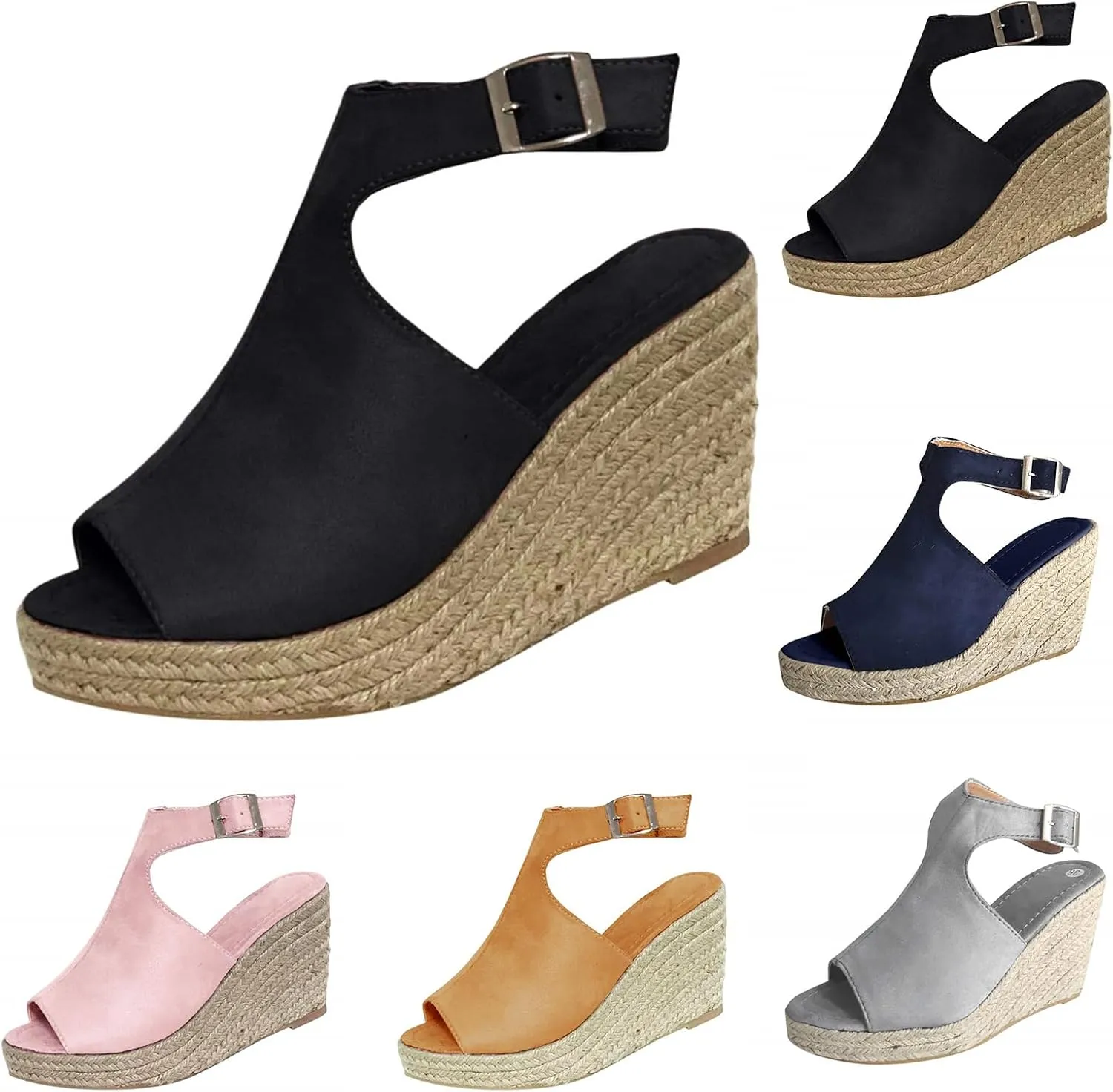 Women's Platform Sandals Peep Toe Ankle Strap High Heel Sandals Booties Concise Casual Summer Vacation Shoes Dressy Beach Wedding Wedges Sandal