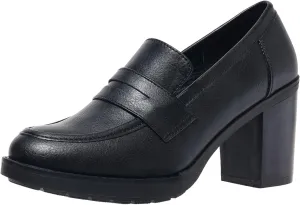 Women's Pumps Block Chunky High Heel Comfortable Classic Dressy Office Business Oxfords Shoes US5-11, Black, 40