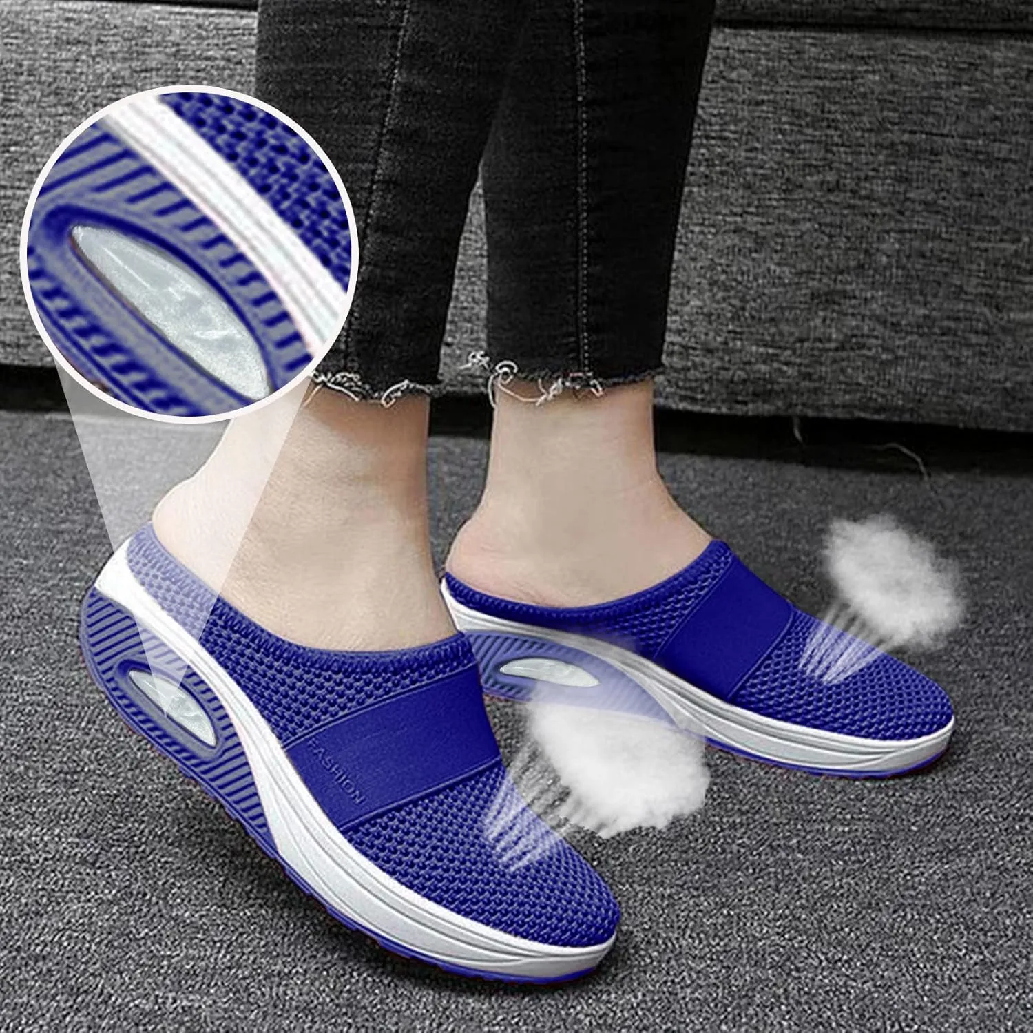 Womens Sneaker Wedge Sandals for Women Air Cushion Mesh Slip-On Walking Shoes Orthopedic Diabetic Walking Shoes Casual Breathable Sport Shoes