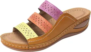Women's Summer Beach Wedge Slides Sandals Casual Elastic Ankle Strap Platform Sandal Dress Sandals for Women