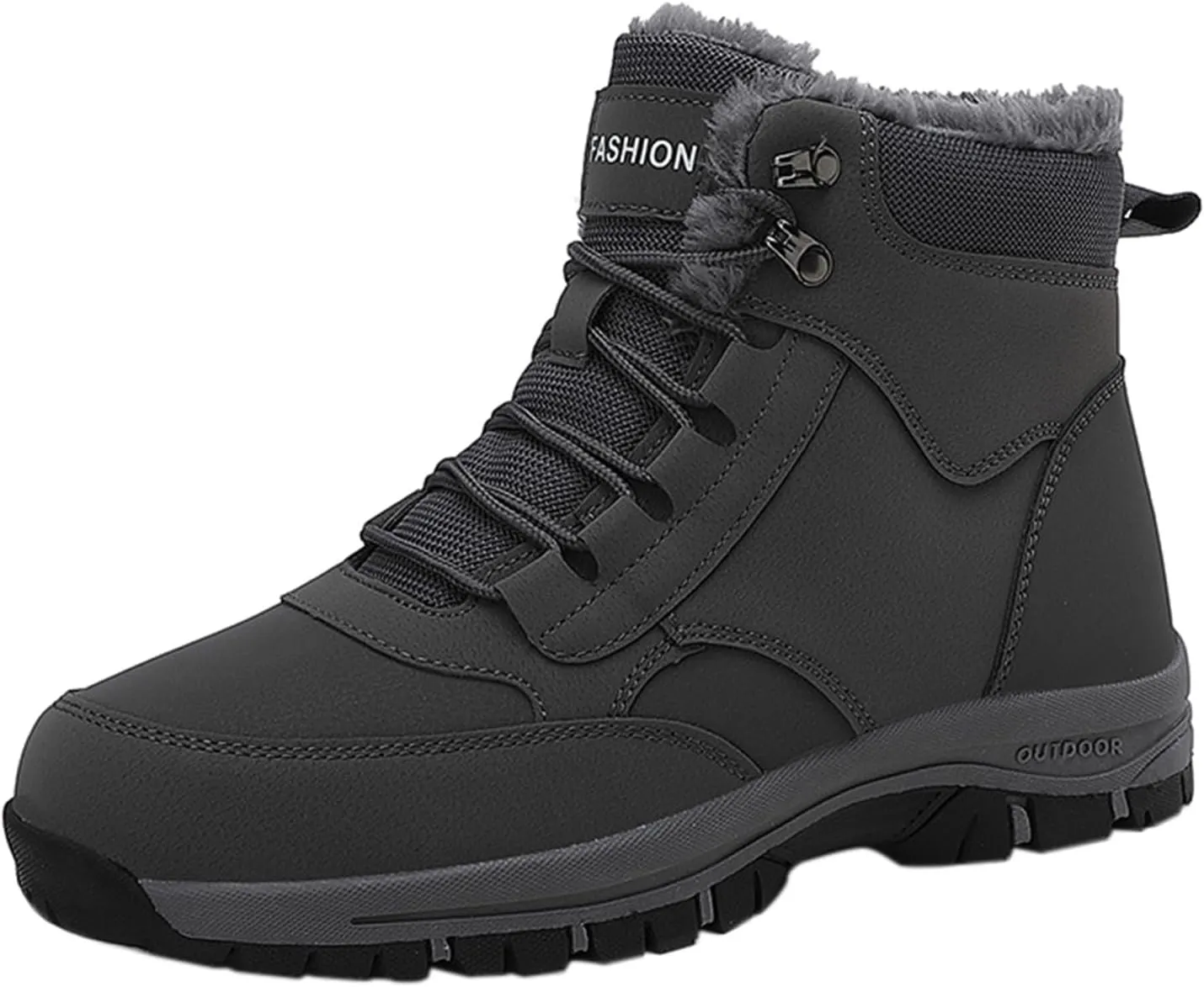 Work Boots for Men Slip On Hiking Sneakers with Warm Fur Lining Women's Safety Shoes with Zipper Outdoor Bota Waterproof Breathable Lightweight Hike Grounded Footwear